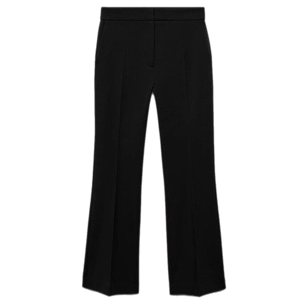 Mango Emily Flared Bell Leg Pants Black Size 6 NWT Mid-Rise Flowy Formal